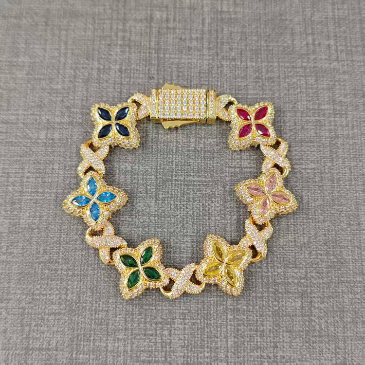 Iced Baguettes Floral Infinity Bracelets