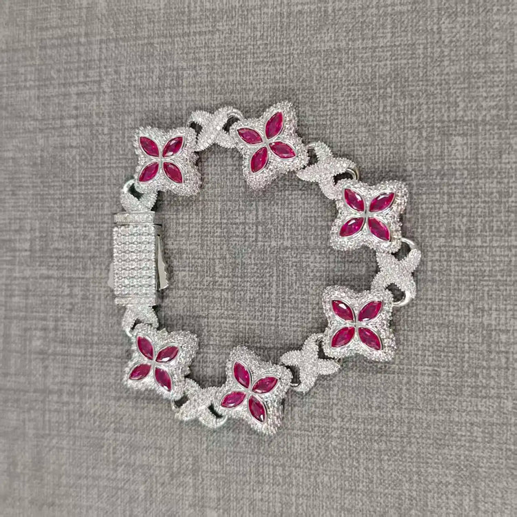 Iced Baguettes Floral Infinity Bracelets