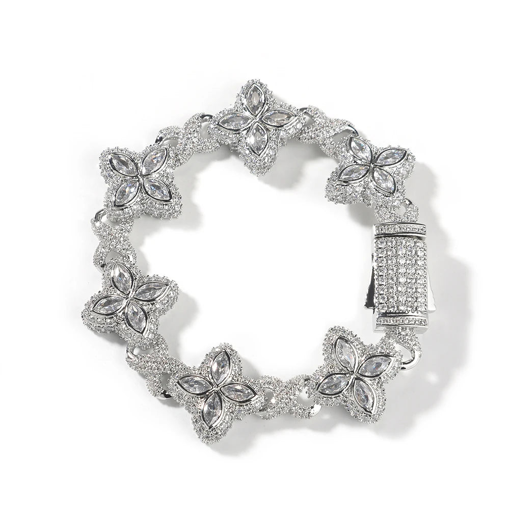 Iced Baguettes Floral Infinity Bracelets