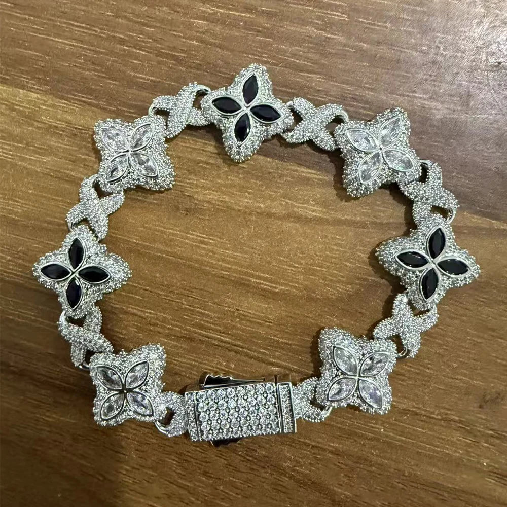 Iced Baguettes Floral Infinity Bracelets