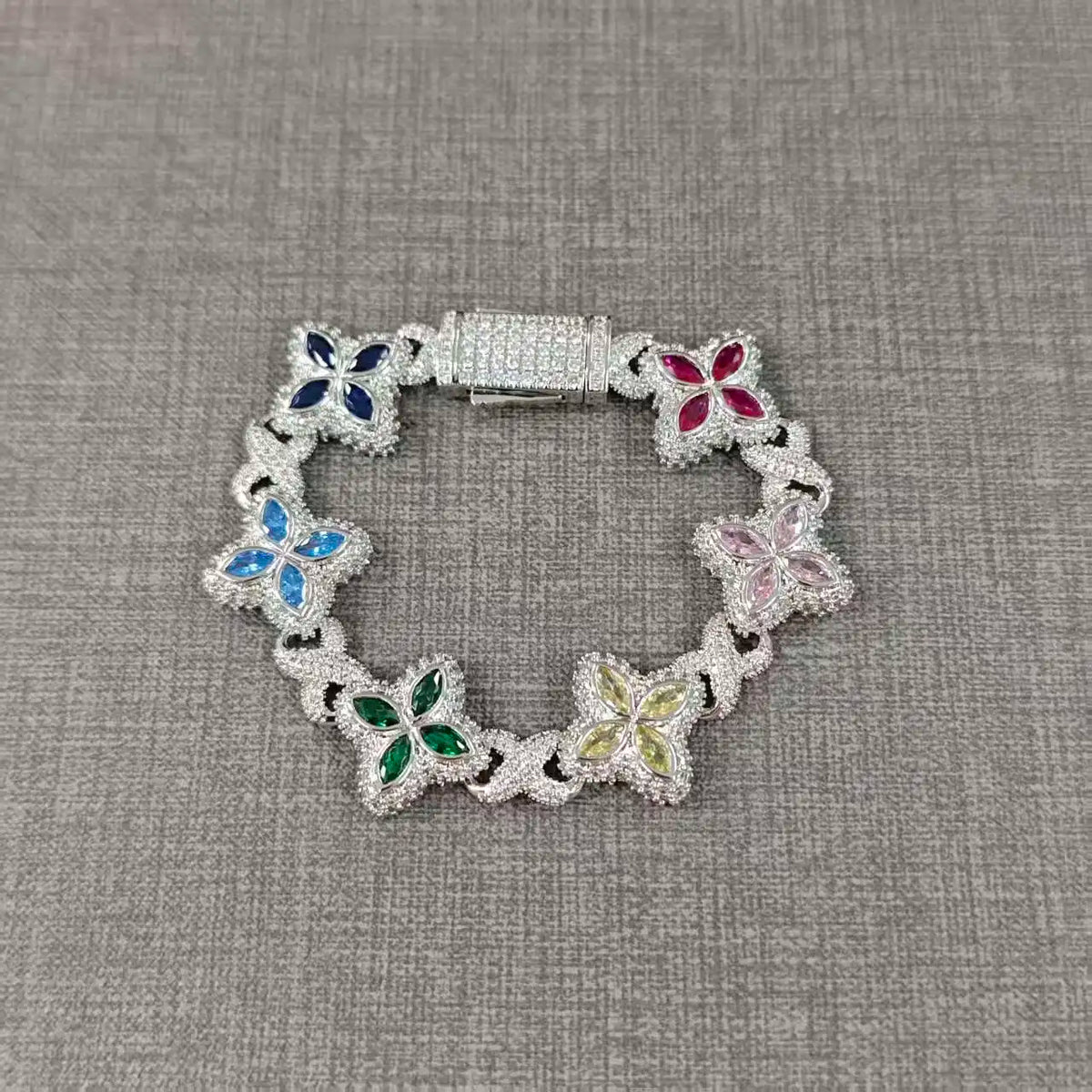 Iced Baguettes Floral Infinity Bracelets