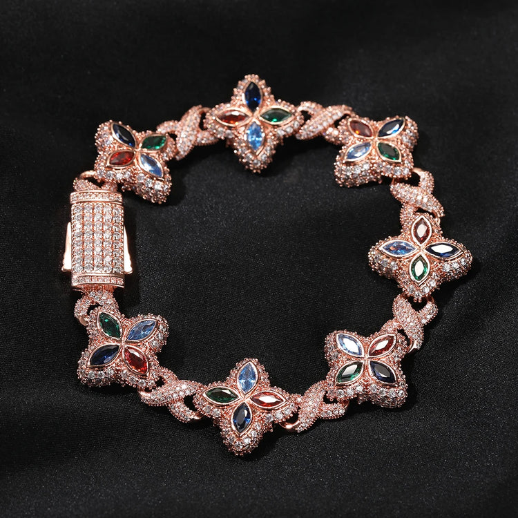 Iced Baguettes Floral Infinity Bracelets