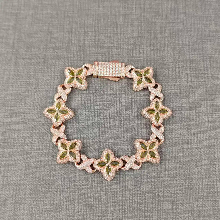 Iced Baguettes Floral Infinity Bracelets