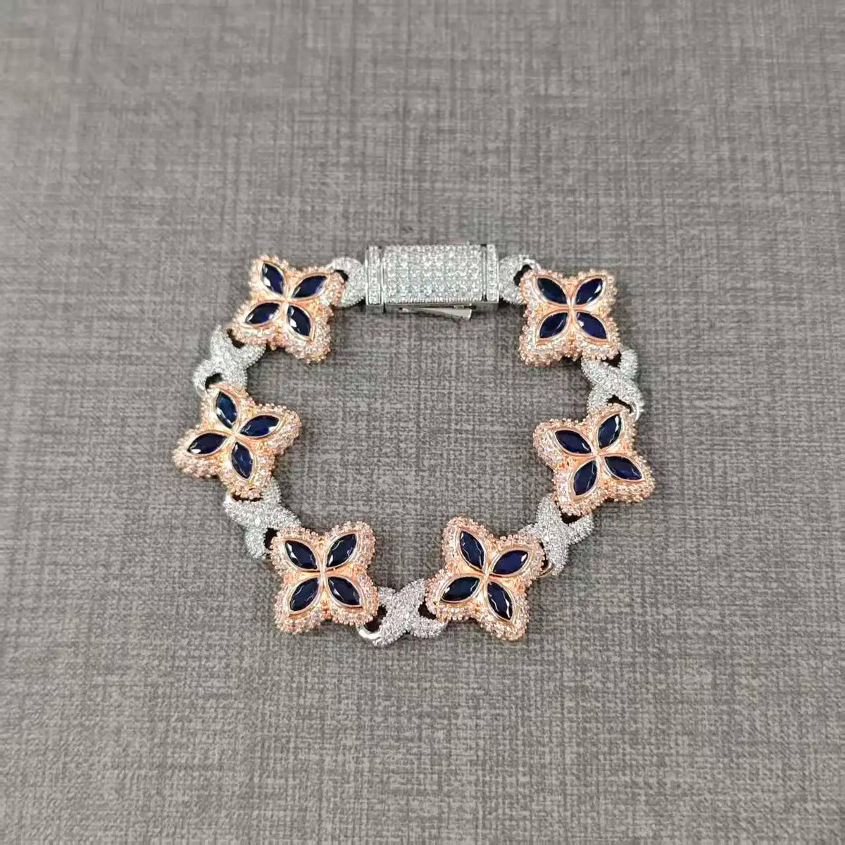 Iced Baguettes Floral Infinity Bracelets
