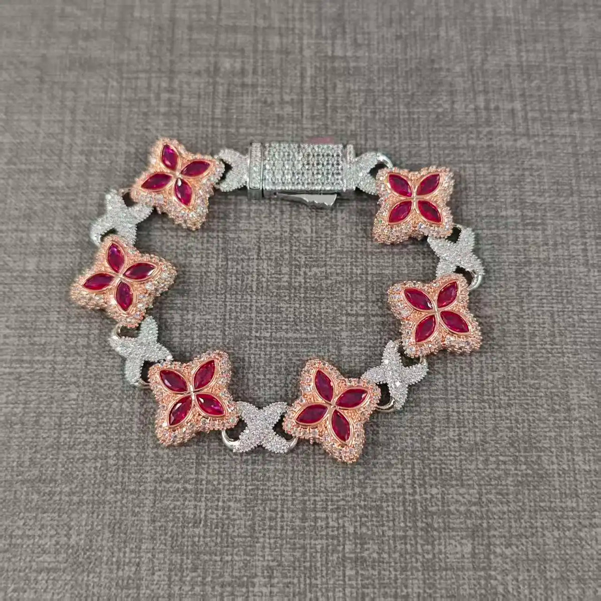 Iced Baguettes Floral Infinity Bracelets