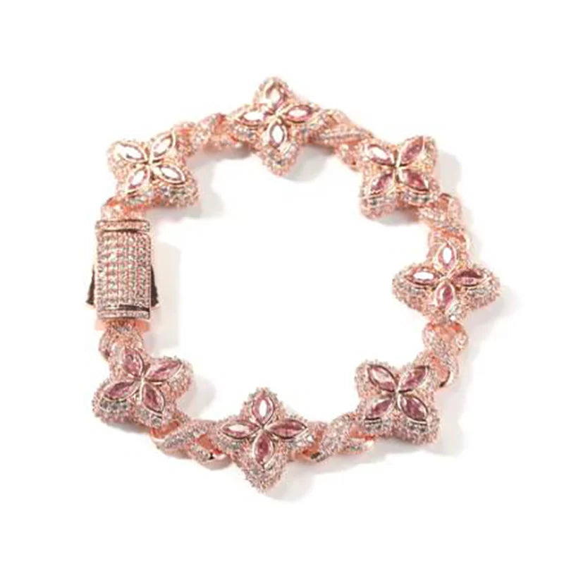 Iced Baguettes Floral Infinity Bracelets