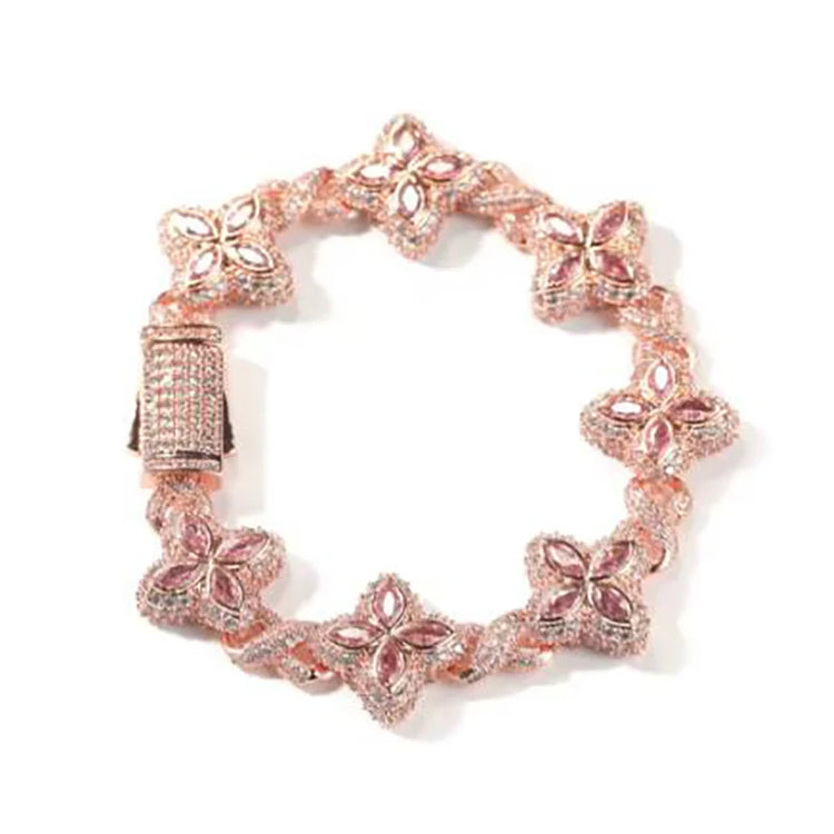 Iced Baguettes Floral Infinity Bracelets