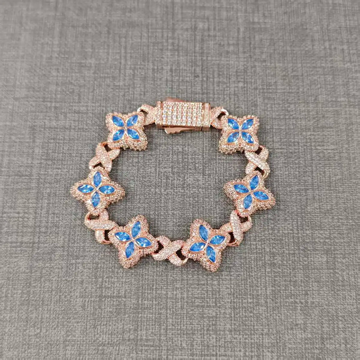 Iced Baguettes Floral Infinity Bracelets
