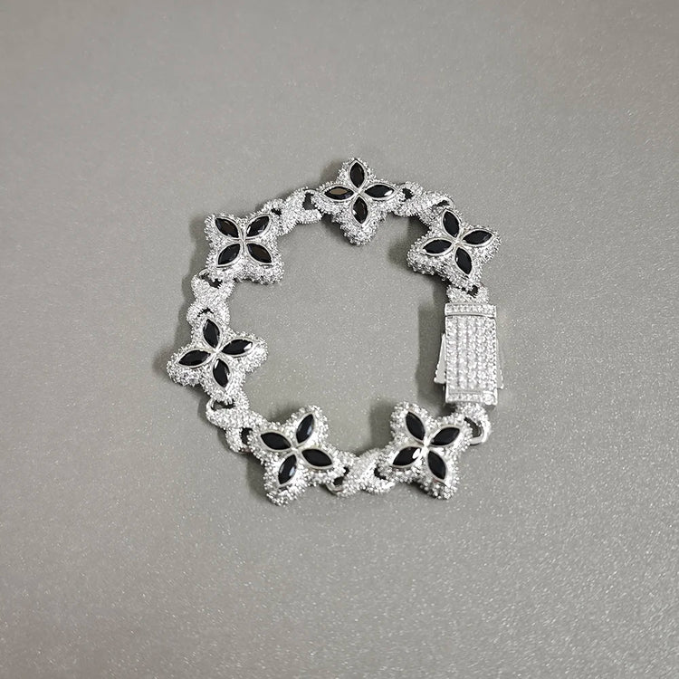 Iced Baguettes Floral Infinity Bracelets