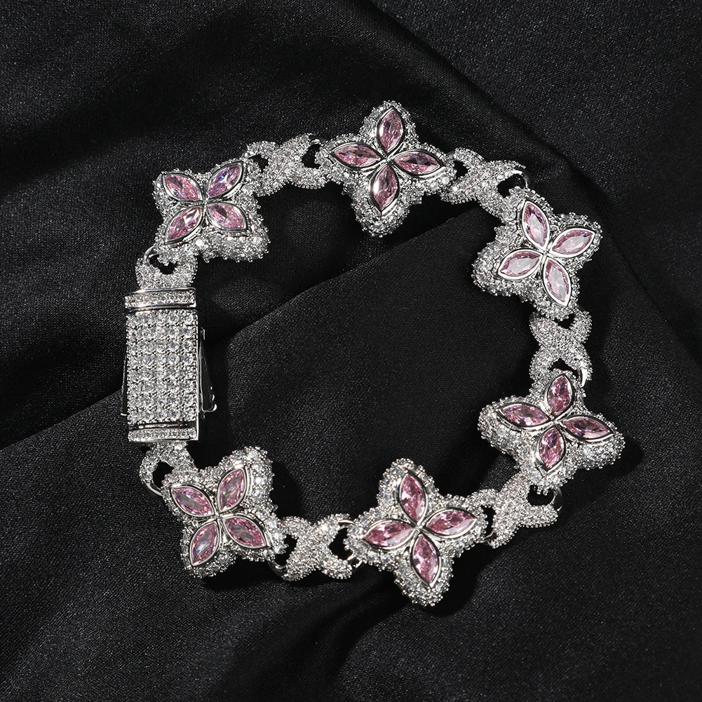 Iced Baguettes Floral Infinity Bracelets