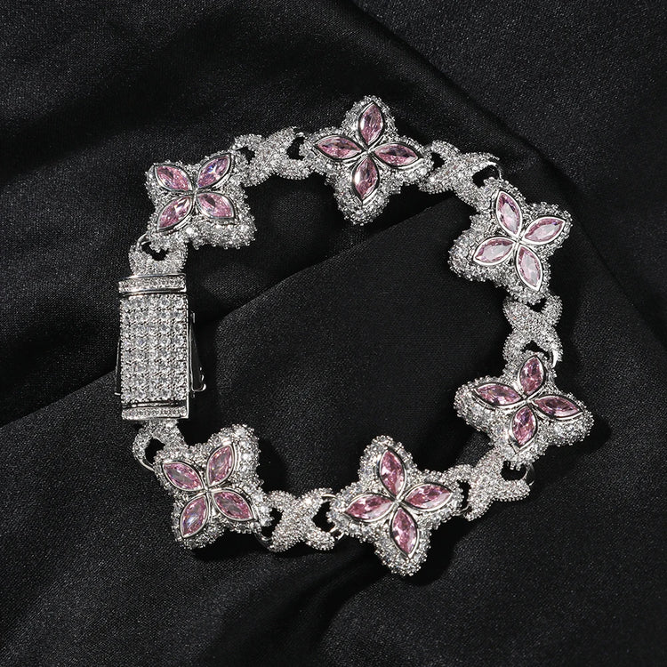 Iced Baguettes Floral Infinity Bracelets