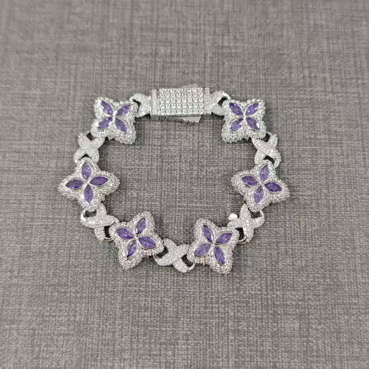 Iced Baguettes Floral Infinity Bracelets