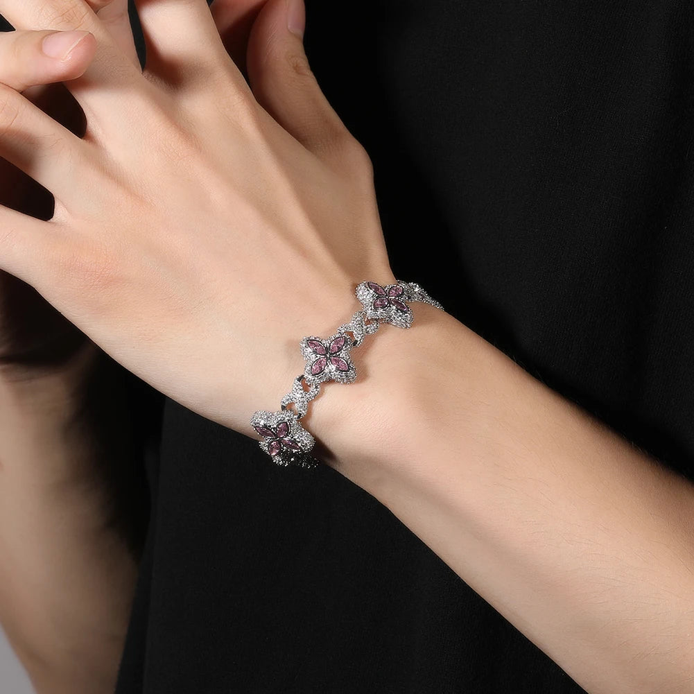 Iced Baguettes Floral Infinity Bracelets