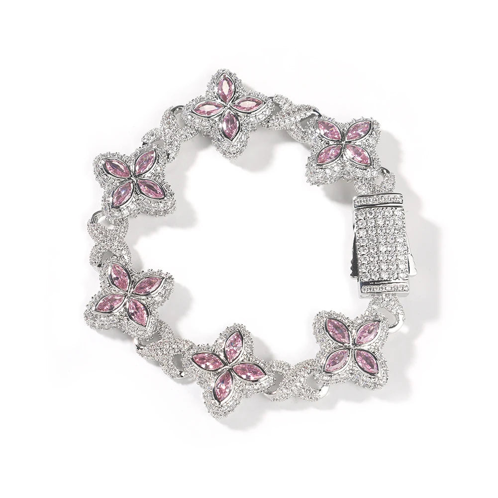 Iced Baguettes Floral Infinity Bracelets