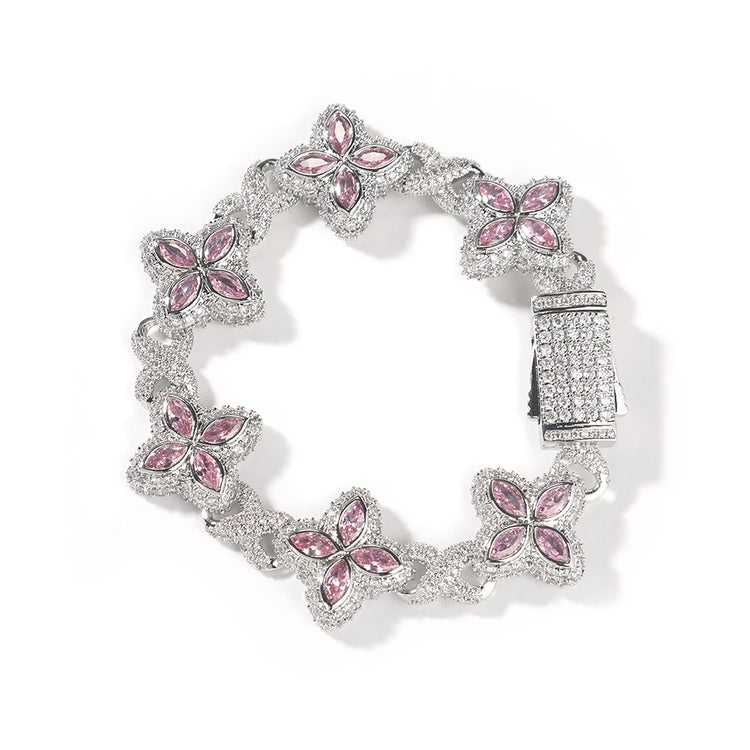 Iced Baguettes Floral Infinity Bracelets