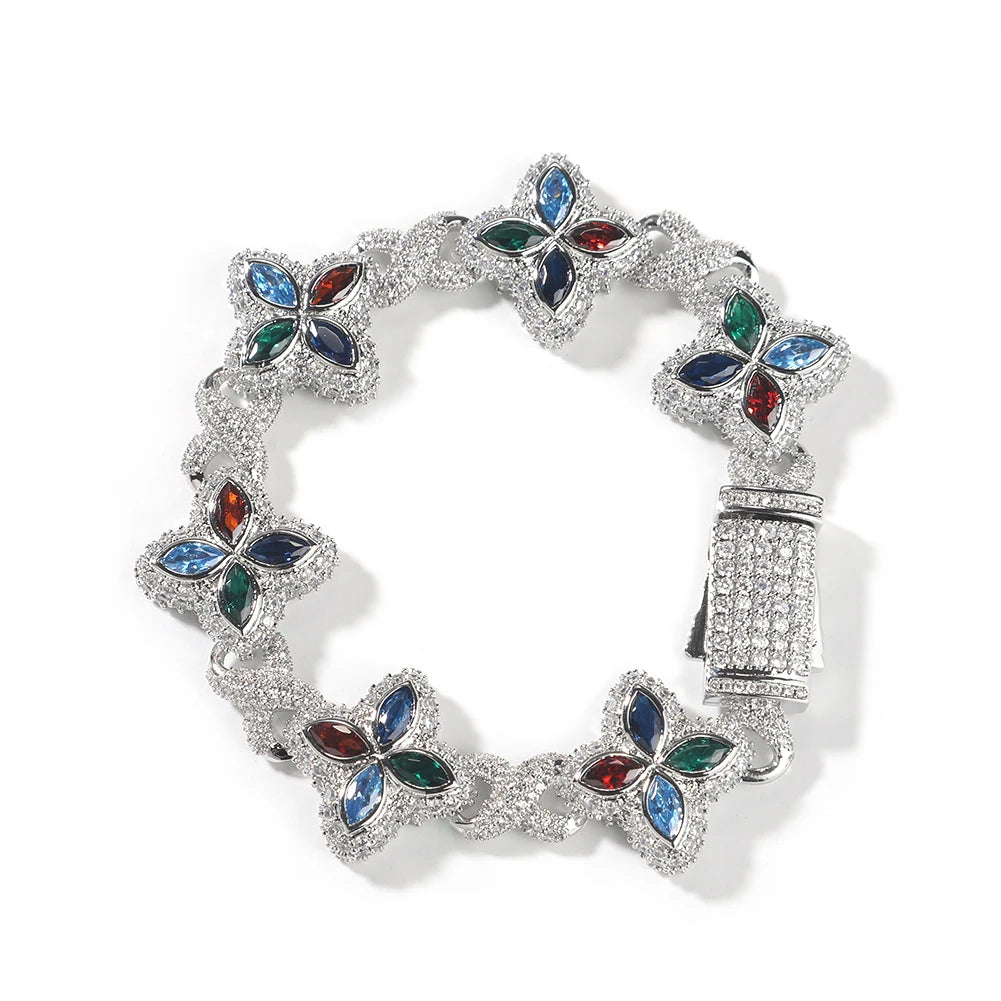 Iced Baguettes Floral Infinity Bracelets