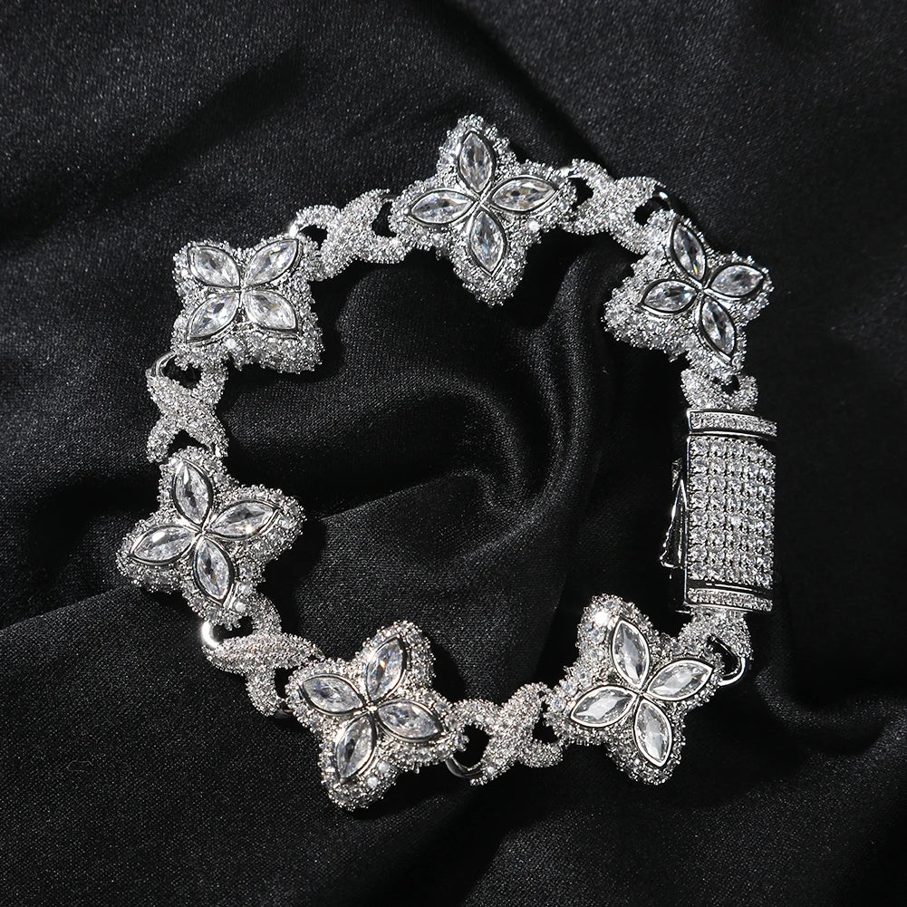 Iced Baguettes Floral Infinity Bracelets