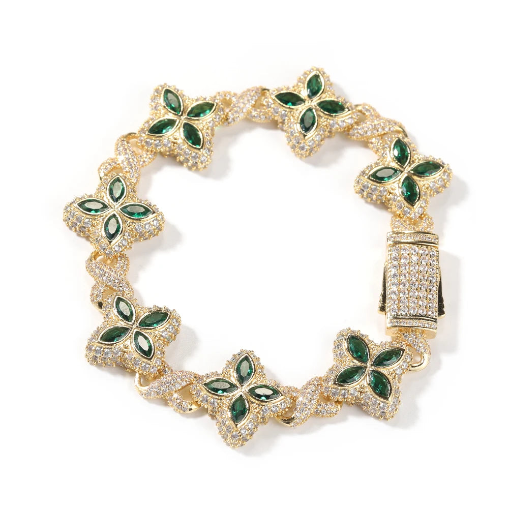 Iced Baguettes Floral Infinity Bracelets