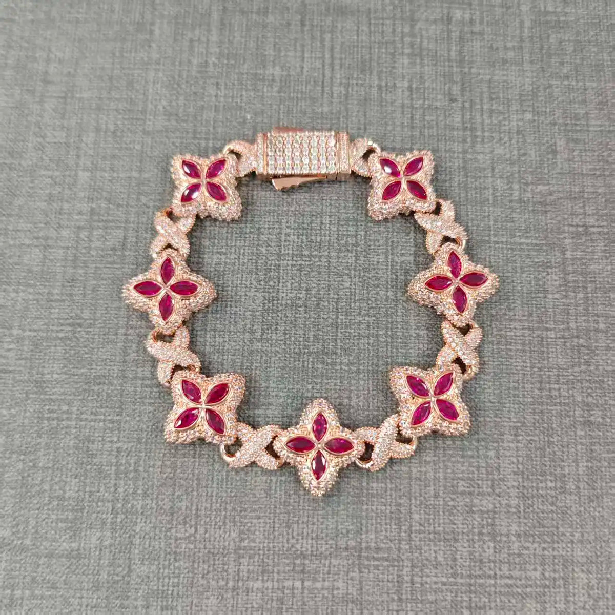 Iced Baguettes Floral Infinity Bracelets