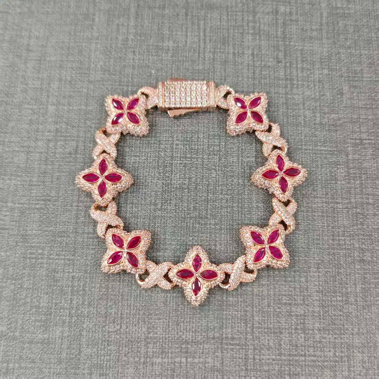 Iced Baguettes Floral Infinity Bracelets