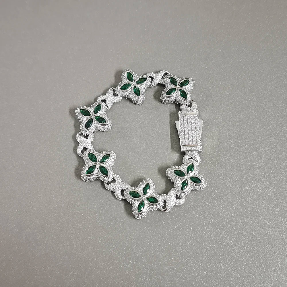 Iced Baguettes Floral Infinity Bracelets