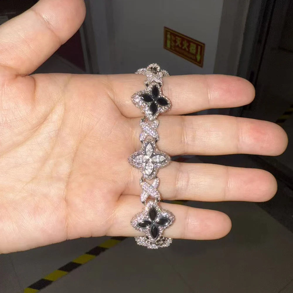 Iced Baguettes Floral Infinity Bracelets