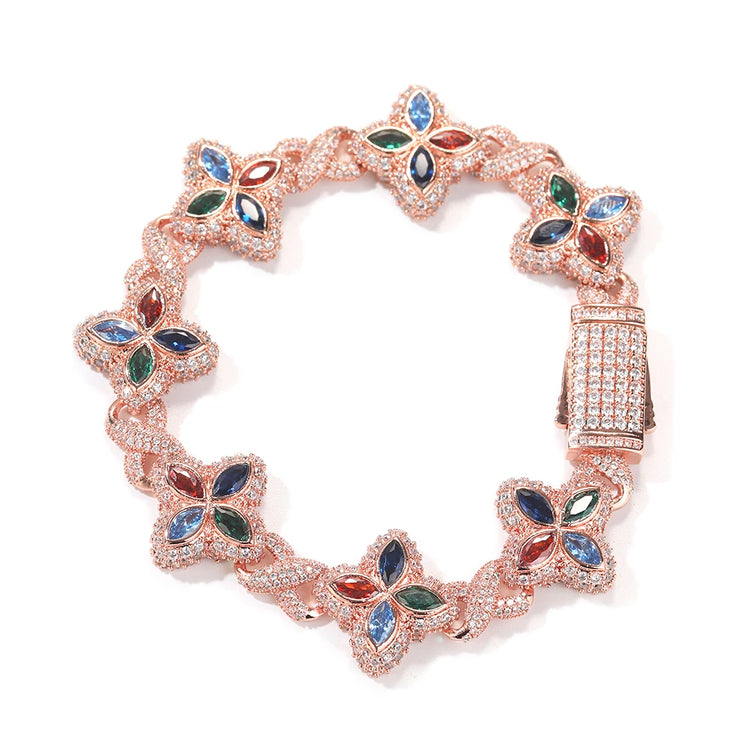 Iced Baguettes Floral Infinity Bracelets