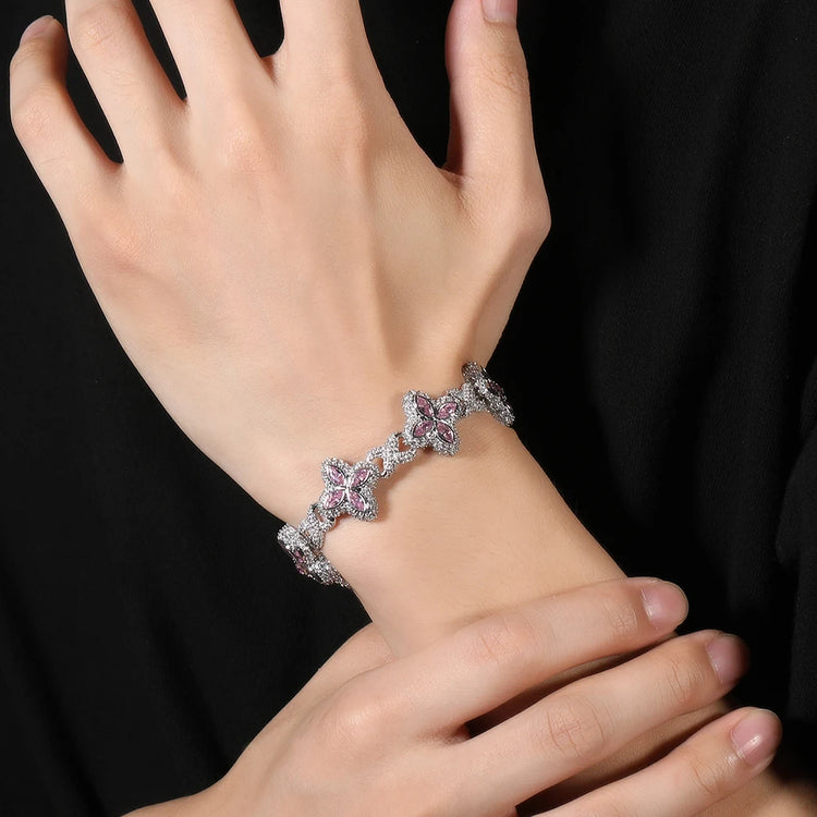 Iced Baguettes Floral Infinity Bracelets
