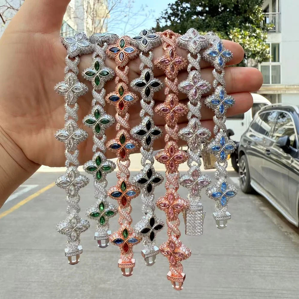 Iced Baguettes Floral Infinity Bracelets
