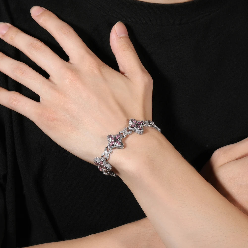 Iced Baguettes Floral Infinity Bracelets